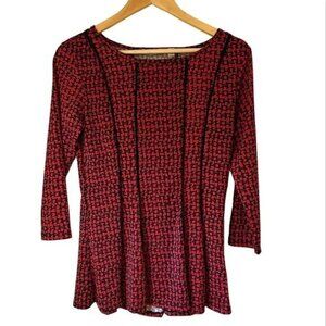 Maria Gabrielle Red and Black Peplum Blouse Size Small